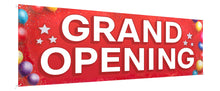 Load image into Gallery viewer, Bulk Case of 100 Signs - Grand Opening Banner, 3&#39; x 8&#39; Now Open Sign for Business, Shop, Polyester Banner with Grommets, Rope Included for Easy Installation