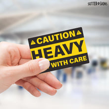 Load image into Gallery viewer, Bulk Case of 100 Rolls - 200pcs Caution Heavy Lift with Care Stickers 2" x 3", Shipping Label Safety Stickers