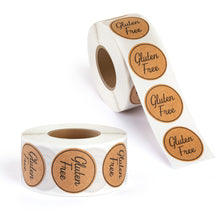 Load image into Gallery viewer, Bulk Case of 50 Sets - 1000pcs Gluten Free Stickers, 1&quot; Diameter Kraft Gluten Free Labels, 500 Stickers per Roll (Pack of 2)