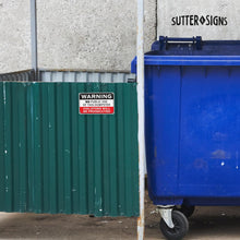 Load image into Gallery viewer, Bulk Case of 100 Signs - No Dumping Sign, Rust-free Aluminum Warning No Public Use of Dumpster Sign for Industrial, Commercial, Restaurant, Construction Work Site, 10x6 with Mounting Holes by Sutter Signs