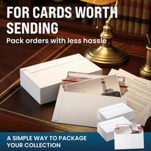 Load image into Gallery viewer, Bulk Case of 10 Sets - 100pcs Card Shipping Envelopes, 340gsm Tear Seal Mailers 7" x 4.35" - White, Ultra-Rigid 340gsm Protection, Fast Tear-Strip Seal, Fits Toploaders &amp; Semi-Rigids, Sleek Matte White Finish
