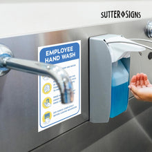Load image into Gallery viewer, Bulk Case of 250 Sets - 6pcs Employee Hand Wash Sign Stickers | Handwashing Guide Safety Signs for Workplace, Restaurant and Business Restrooms
