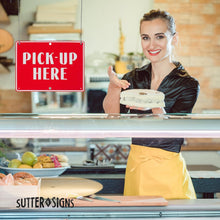 Load image into Gallery viewer, Bulk Case of 100 Sets - Order Here Pick Up Here Aluminum Sign Set, Coffee Bar, Food Truck, Ice Cream Shop, Store Display and Decor Signs. Aluminum Signs, 11" x 8.3"