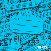 Load image into Gallery viewer, Bulk Case of 40 Rolls - Sutter Signs 1000 Raffle Tickets Double Roll | Tickets for Events, Drinks, 50/50, Carnival, Classroom (Blue)