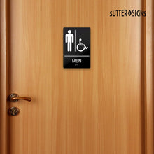 Load image into Gallery viewer, Bulk Case of 250 Sets - Men's Room Sign - Self-Adhesive ABS Plastic Braille Sign - 9" x 6"
