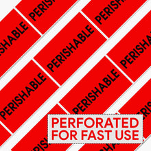 Load image into Gallery viewer, Bulk Case of 20 Rolls - 300pcs Perishable Labels for Shipping Receiving, 3" x 5" Bright Red Perforated Stickers