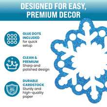 Load image into Gallery viewer, Bulk Case of 100 Sets - Snowflake Paper Cutouts 54pcs | Bulletin Board Cut Outs for Party Decorations, Classroom, Wall Decor