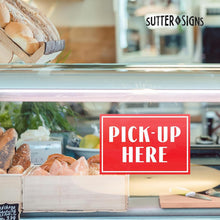 Load image into Gallery viewer, Bulk Case of 250 Sets - Order Here Pick Up Here Sign Stickers Set | Coffee Bar, Food Truck, Ice Cream Shop, Store Display and Decor Signs. Outdoor Rated Vinyl Decals, 8" x 12"