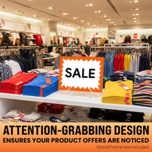 Load image into Gallery viewer, Bulk Case of 30 Sets - Sale Signs for Retail Stores 50pcs, 5.5" x 7.5", Orange Starburst Paper Card Price Tags for Yard Sale, Garage Sale