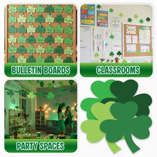 Load image into Gallery viewer, Bulk Case of 100 Sets - Shamrock Paper Cutouts 52pcs 5" Bulletin Board Cut Outs for St Patricks Day, Party Decorations, Classroom, Wall Decor