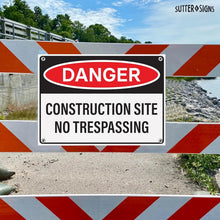 Load image into Gallery viewer, Bulk Case of 50 Signs - Danger Construction Site Sign 14x10 Inch, Aluminum Sign for Construction Site, Hazard Areas, No Trespassing, Aluminum Sign with Mounting Holes