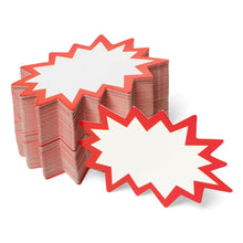 Load image into Gallery viewer, Bulk Case of 150 Sets - Starburst Signs with Stickers 200pcs | Sale Price Tags for Garage Sale, Estate Sale, Yard Sale, Retail Supplies. 100pcs Price Sign Cards &amp; 100pcs Strong Sticker Dots. 2x3 inch (White)