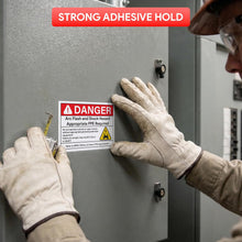 Load image into Gallery viewer, 100pcs Arc Flash Danger Warning Stickers, 5" x 3.5" Self Adhesive Weatherproof Vinyl Electrical Hazard Safety Signs