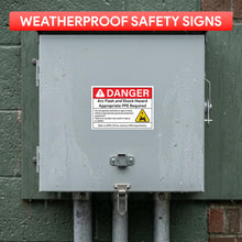 Load image into Gallery viewer, Bulk Case of 25 Sets - 100pcs Arc Flash Danger Warning Stickers, 5" x 3.5" Self Adhesive, Weatherproof Vinyl Electrical Hazard Safety Signs