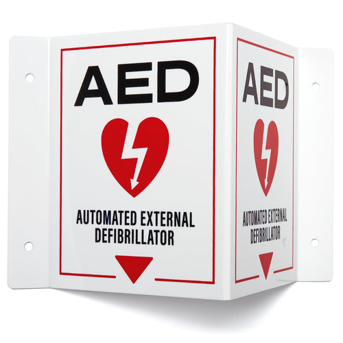 Bulk Case of 100 Signs - AED Wall Mount Sign | 3D Projecting Automated External Defibrillator Safety Signage for the Workplace, 6