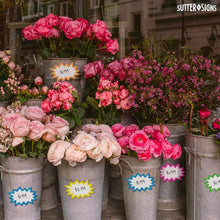 Load image into Gallery viewer, Bulk Case of 144 Sets - Starburst Signs with Stickers 100pcs | 50pcs Sign Cards &amp; 50pcs Sticker Dots. Neon 3x5 inch