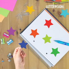 Load image into Gallery viewer, Bulk Case of 100 Sets - Paper Star Cutouts 108pcs | Cut Out Shapes for Bulletin Board, Classroom, Decorations, Crafts. 3" x 3"