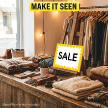 Load image into Gallery viewer, Bulk Case of 60 Sets - Sale Signs for Retail Stores for Yard Sale, Garage Sale 50pcs, 4.5" x 6.5", Yellow Starburst Paper Card Price Tags for Yard Sale, Garage Sale