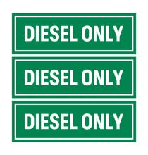 Load image into Gallery viewer, Bulk Case of 250 Sets - Sutter Signs 3pc Diesel Only Stickers for Fuel Tank | Weatherproof Adhesive Decals for Trucks, Tractors, Fuel Cans, Gas Caps