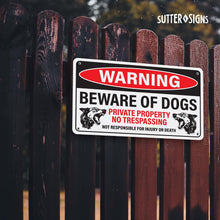Load image into Gallery viewer, Bulk Case of 50 Signs - Beware of Dog Sign for Fence, Aluminum with Corner Mounting Holes, Rust-free Aluminum Dog Warning Sign, 10x6