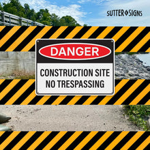 Load image into Gallery viewer, Bulk Case of 67 Sets - 4pcs Danger Construction Site Sign 14x10 inch, Plastic Sign for Construction Site, Hazard Areas, No Trespassing, Waterproof Plastic