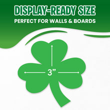 Load image into Gallery viewer, Bulk Case of 100 Sets - Shamrock Paper Cutouts 100pcs, 3" Bulletin Board Cut Outs for St Patricks Day, Party Decorations, Classroom, Wall Decor