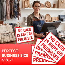 Load image into Gallery viewer, Bulk Case of 250 Sets - 3pcs No Cash On Premises Sign, 5" x 7", Self Adhesive Weatherproof Vinyl Stickers for Business, Store, Retail