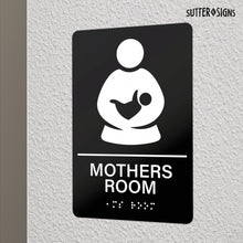 Load image into Gallery viewer, Bulk Case of 100 Sets - Mother's Room Sign with Braille, Self-Adhesive Plastic for Nursing Lactation Breastfeeding Room, 6" x 9", Black/White, ABS Plastic