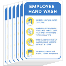 Load image into Gallery viewer, Bulk Case of 250 Sets - 6pcs Employee Hand Wash Sign Stickers | Handwashing Guide Safety Signs for Workplace, Restaurant and Business Restrooms
