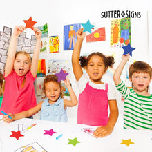 Load image into Gallery viewer, Bulk Case of 100 Sets - Large Star Paper Cutouts 54pcs | 5" Cut Out Shapes for Bulletin Board, Classroom, Decorations, Crafts