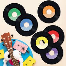 Load image into Gallery viewer, Bulk Case of 88 Sets - 7" Vinyl Record Cutouts | Disco Party Decorations, 80s 70s 60s Rock and Roll Party Favors, Groovy Classroom Decor for Music Bulletin Board | 36pcs Cardstock Cut Outs &amp; 36pcs Glue Dot Stickers