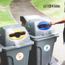Load image into Gallery viewer, Bulk Case of 250 Sets - Sutter Signs Recycling Stickers for Trash Can, 6" Wide | Paper, Aluminum, Plastic, Glass, Compost