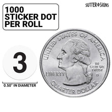 Load image into Gallery viewer, Bulk Case of 125 Sets - 1000pcs Number 3 Stickers, 0.5" Number Three Sticker Dot Labels for Organization, Inventory, 1000/roll