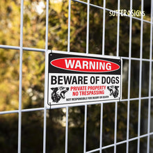 Load image into Gallery viewer, Bulk Case of 50 Signs - Beware of Dog Sign for Fence, Aluminum with Corner Mounting Holes, Rust-free Aluminum Dog Warning Sign, 10x6