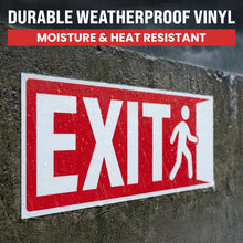 Load image into Gallery viewer, Bulk Case of 250 Sets - 3pcs Exit Sign Stickers, 10" x 4" Weatherproof UV Laminated Vinyl Exit Stickers for Office, Workplace, Business