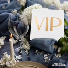 Load image into Gallery viewer, Bulk Case of 100 Sets - VIP Table Sign 10 Pack | Reserved Table Tent Night Club Signs for Bottle Service, Parties, Events (White)