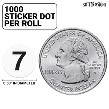 Load image into Gallery viewer, Bulk Case of 125 Sets - 1000pcs Number 7 Stickers, 0.5" Number Seven Sticker Dot Labels for Organization, Inventory, 1000/roll