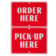 Load image into Gallery viewer, Bulk Case of 100 Sets - Order Here Pick Up Here Aluminum Sign Set, Coffee Bar, Food Truck, Ice Cream Shop, Store Display and Decor Signs. Aluminum Signs, 11" x 8.3"