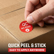 Load image into Gallery viewer, Bulk Case of 500 Sets - 500pcs QC No Pass Stickers for Quality Control, 0.5" Inspection Fail Stickers for Quality Control