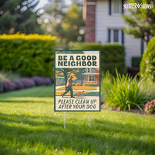 Load image into Gallery viewer, Bulk Case of 50 Sets - 2pk Clean Up After Your Dog Signs | No Dog Poop Signs for Yard Lawn | Corrugated Plastic with H-Frame Metal Stakes, 9" x 12"