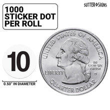 Load image into Gallery viewer, Bulk Case of 125 Sets - 1000pcs Number 10 Stickers, 0.5" Number Ten Sticker Dot Labels for Organization, Inventory, 1000/roll