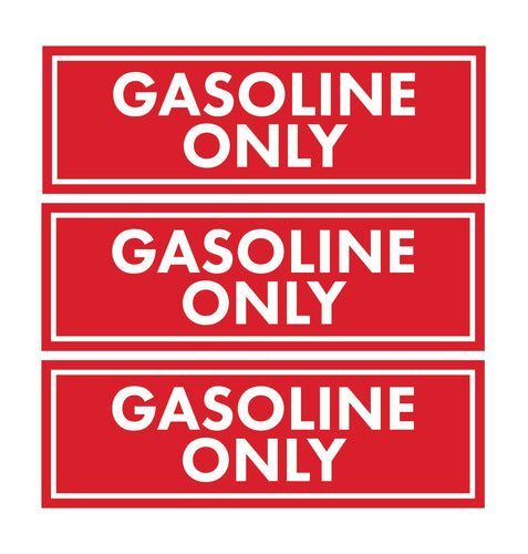 Bulk Case of 250 Sets - Sutter Signs 3pc Gasoline Only Stickers for Fuel Tank | Weatherproof Adhesive Decals for Trucks, Tractors, Fuel Cans, Gas Caps