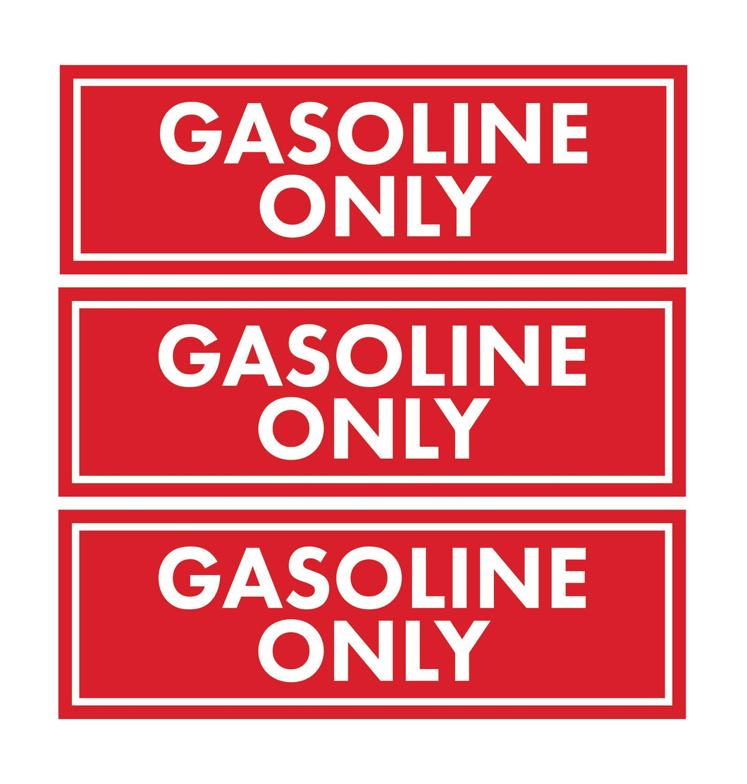 Bulk Case of 250 Sets - Sutter Signs 3pc Gasoline Only Stickers for Fuel Tank | Weatherproof Adhesive Decals for Trucks, Tractors, Fuel Cans, Gas Caps