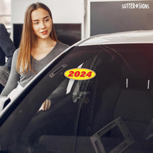Load image into Gallery viewer, Bulk Case of 100 Sets - 2024 Car Model Year Windshield Stickers | 14" x 5.5" Oval Stickers for Car Dealerships, Vehicle Windshields (Pack of 12)