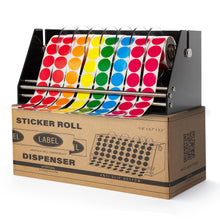 Load image into Gallery viewer, Bulk Case of 6 Sets - Roll Label Dispenser for Sticker Labels | Thick Durable Acrylic Sticker Roll Holder with Anti-Slip Feet and Spacer Springs