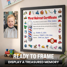 Load image into Gallery viewer, Bulk Case of 50 Sets - First Haircut Certificates | My First Haircut Award Certificate Keepsake for Baby and Kids, 8" x 10" (Pack of 25)