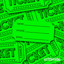 Load image into Gallery viewer, Bulk Case of 40 Rolls  - 1000 Raffle Tickets Double Roll | Tickets for Events, Drinks, 50/50, Carnival, Classroom (Fluorescent Green)