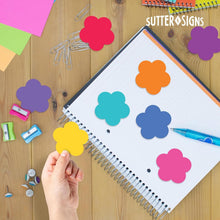 Load image into Gallery viewer, Bulk Case of 100 Sets - Paper Flower Cutouts 108pcs | Cut Out Shapes for Bulletin Board, Classroom, Decorations, Crafts. 3" x 3"