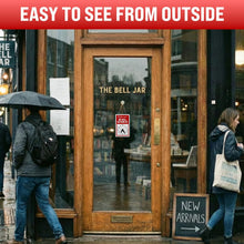 Load image into Gallery viewer, Bulk Case of 167 Sets - Will Return Sign with Adjustable Clock, 9.25" x 5.75" Two Sided Plastic Sign with Twine and Suction Cup Hook, Business Hours Open Closed