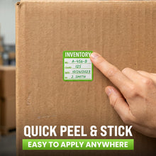 Load image into Gallery viewer, Bulk Case of 50 Rolls - 500pcs Inventory Labels, Moving Box Stickers, Inventory SKU Count Labels 2" x 2", 500pcs/roll (No./Count/Date/By)
